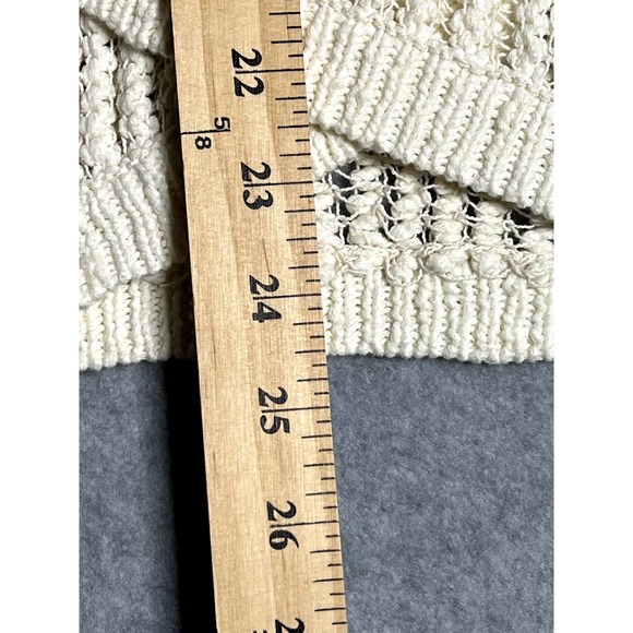 Jones New York linen white 3/4 sleeve open knit shawl sweater size medium - Picture 9 of 9